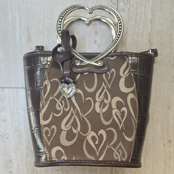 Handbags - Designer Inspired Versatile Brown Heart-Patterned Bag